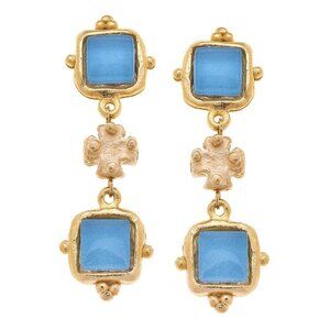 Timeless! Susan Shaw Charlotte Deux Tier French Glass Earrings